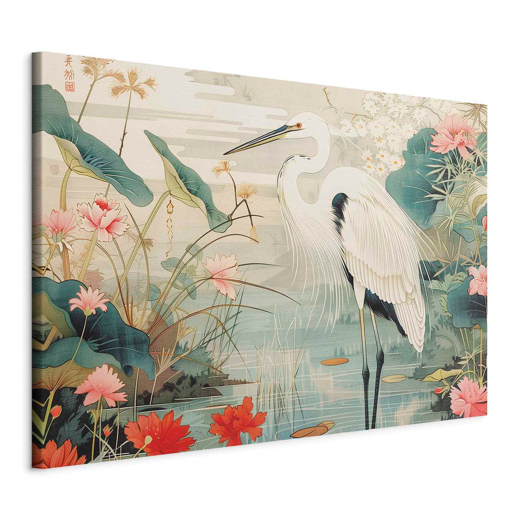 Japanese Heron Pond DIY Large Canvas Print