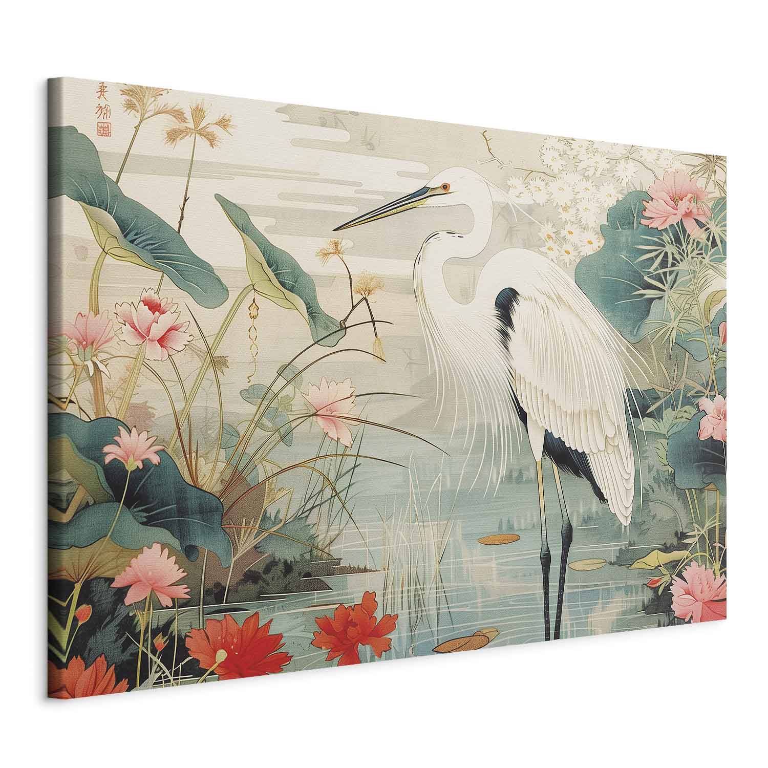 Japanese Heron Pond DIY Large Canvas Print