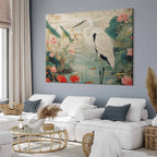 Japanese Heron Pond DIY Large Canvas Print