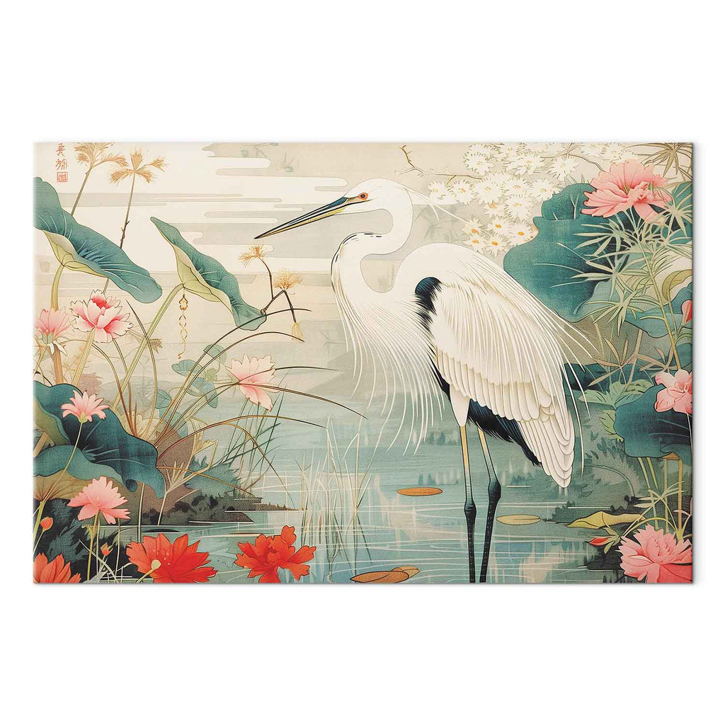Japanese Heron by Pond Classic Canvas Print