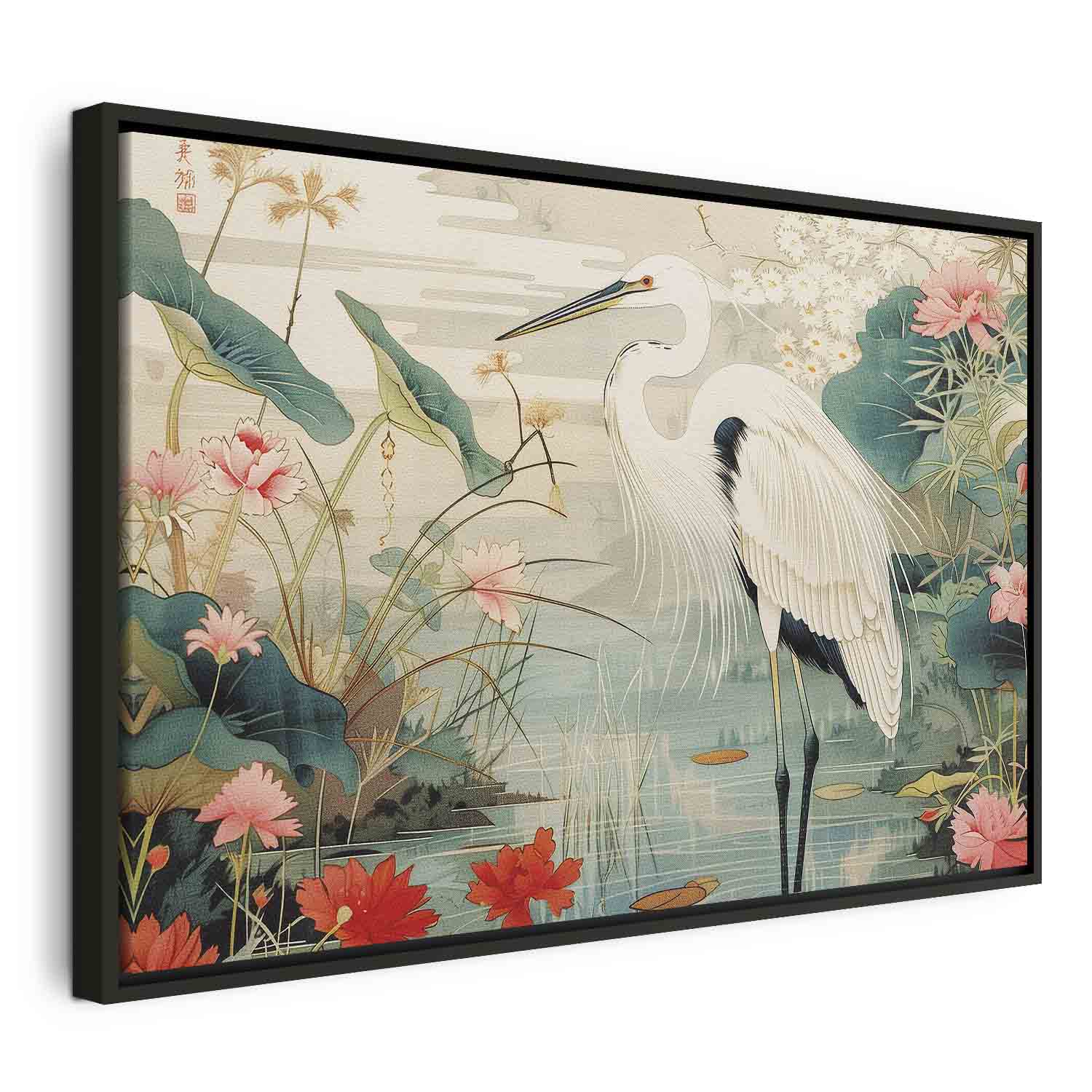 Japanese Heron by Pond Classic Canvas Print