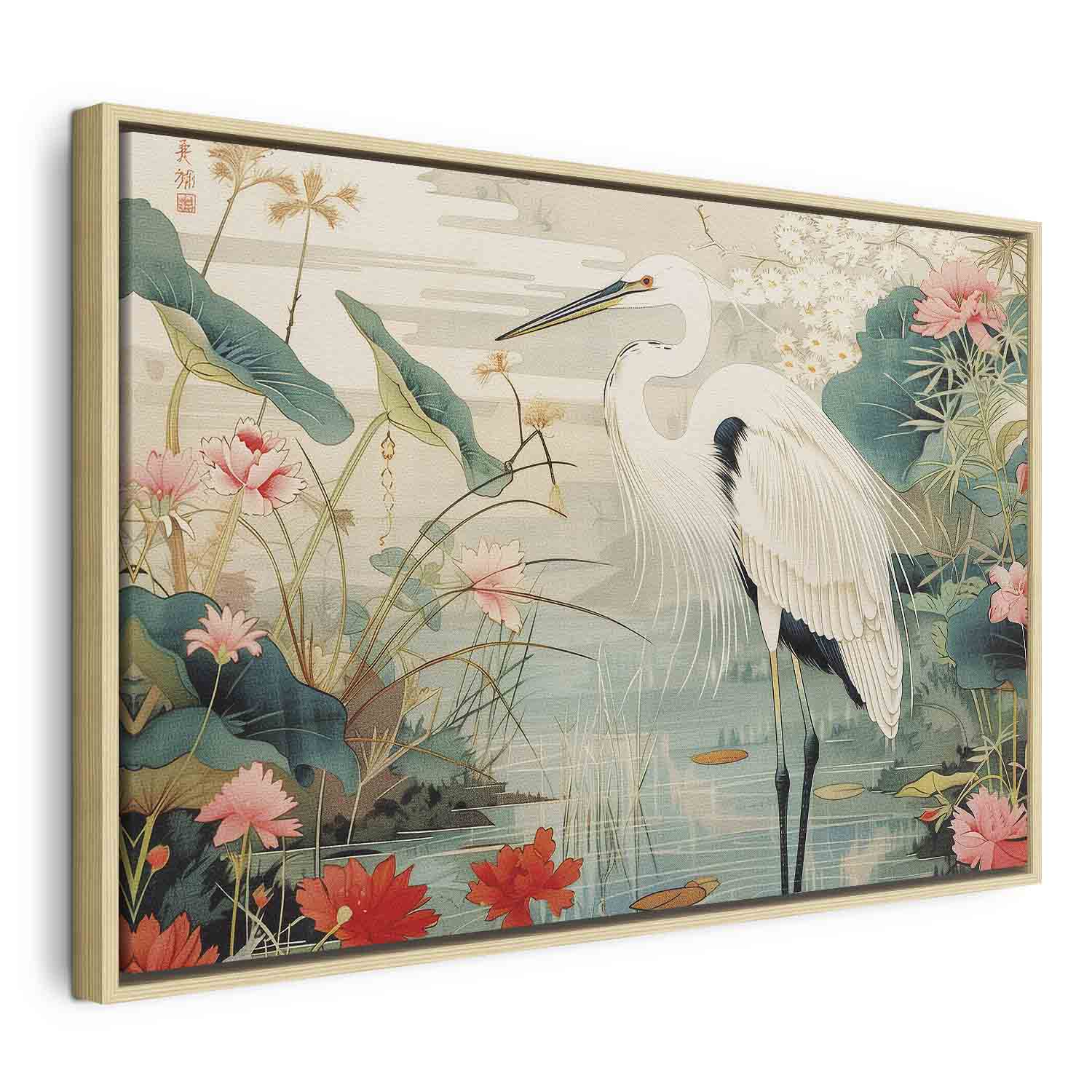 Japanese Heron by Pond Classic Canvas Print