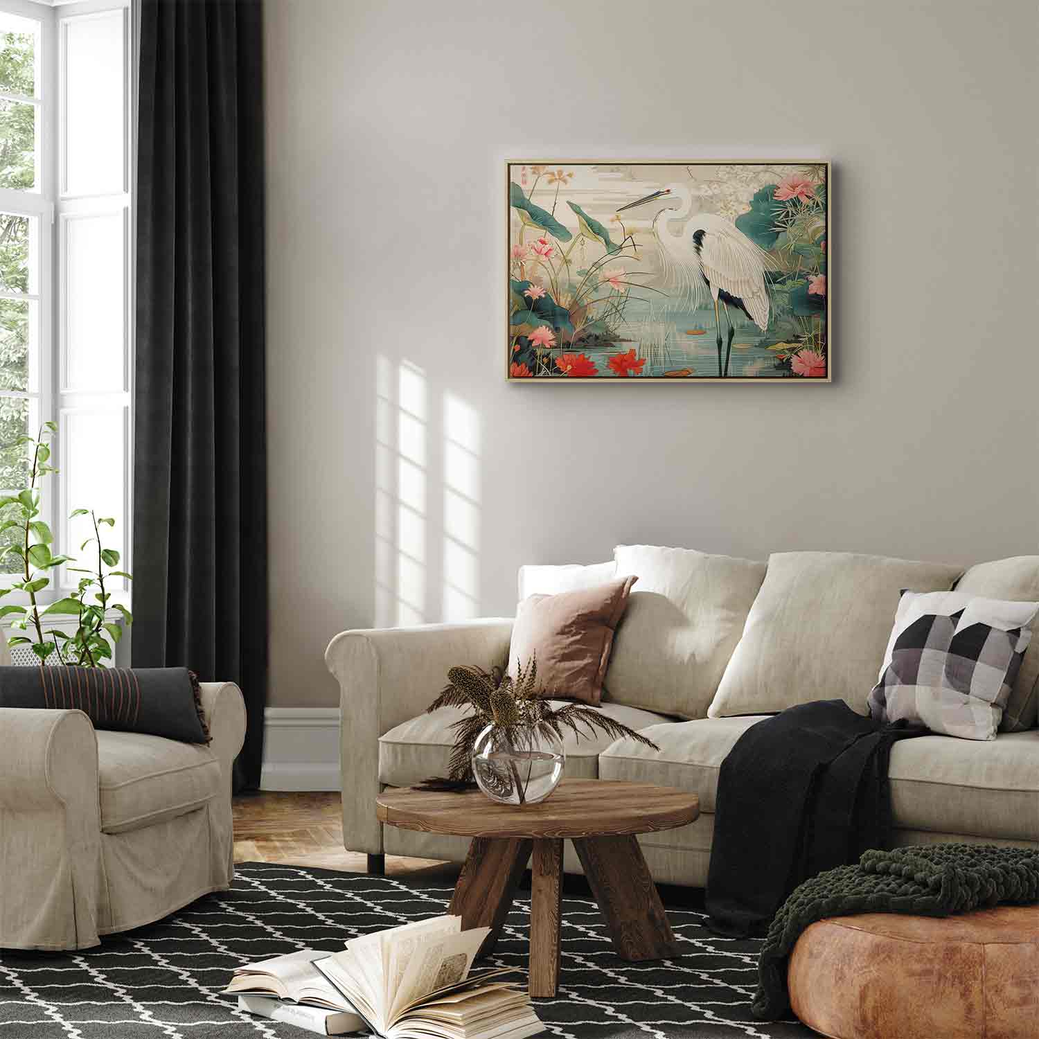 Japanese Heron by Pond Classic Canvas Print