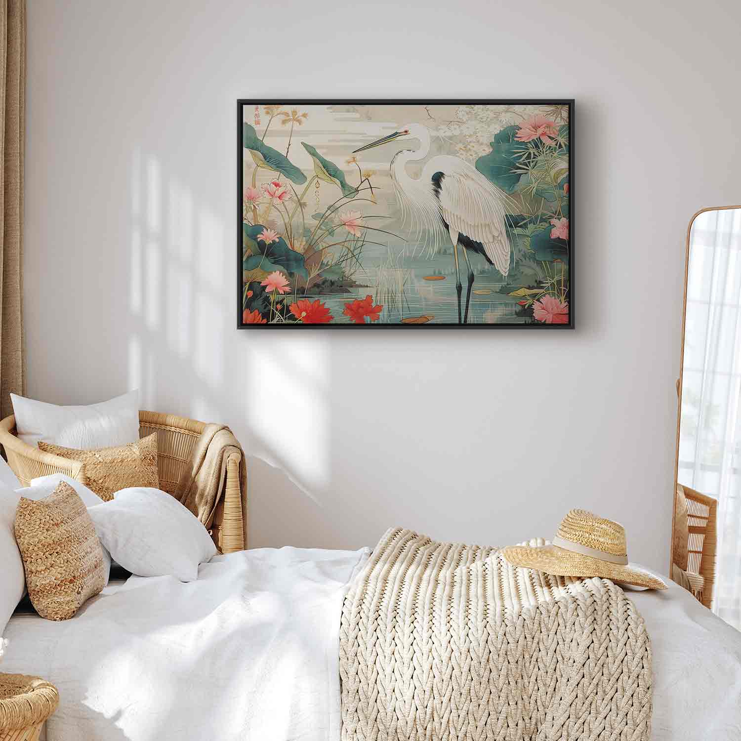 Japanese Heron by Pond Classic Canvas Print