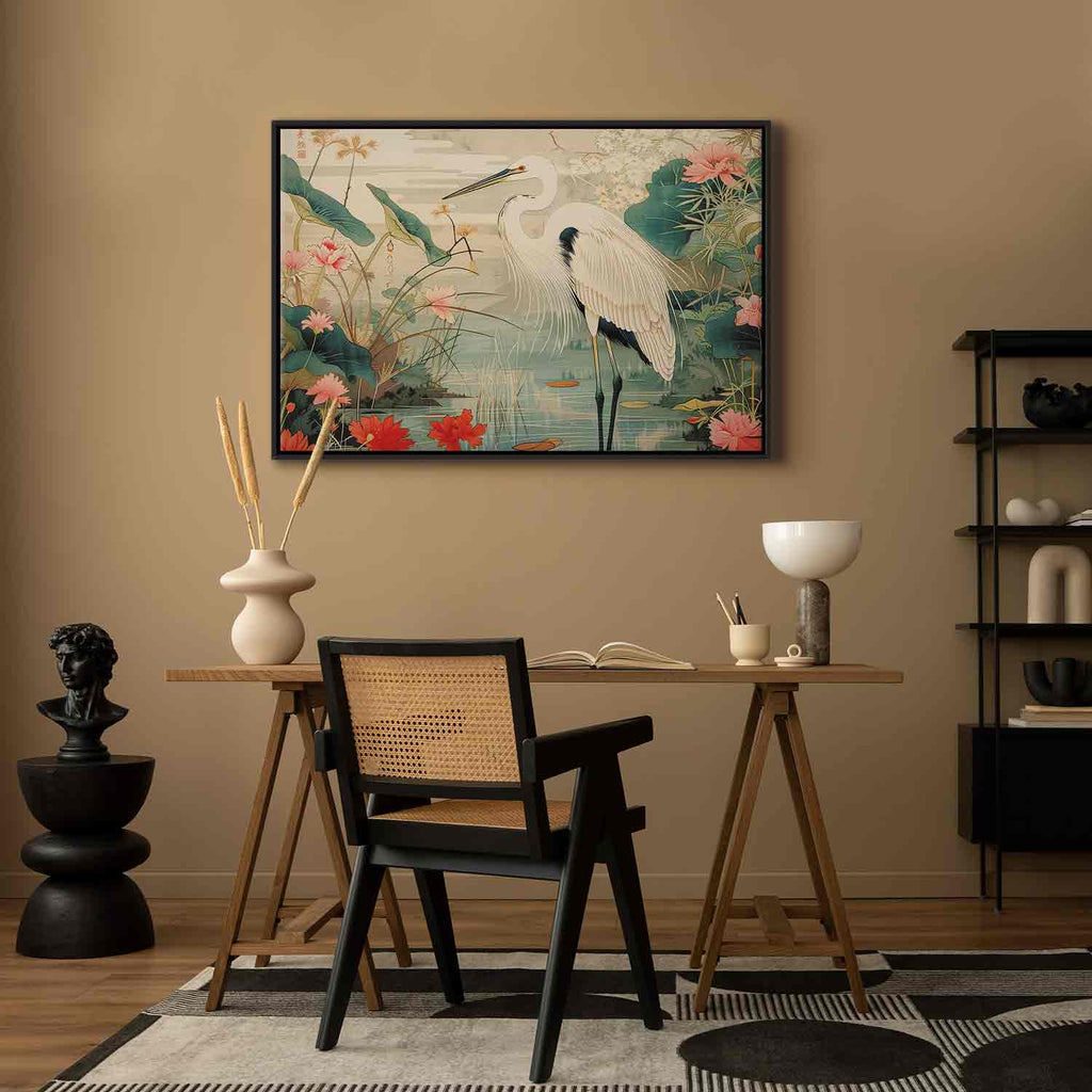 Japanese Heron by Pond Classic Canvas Print