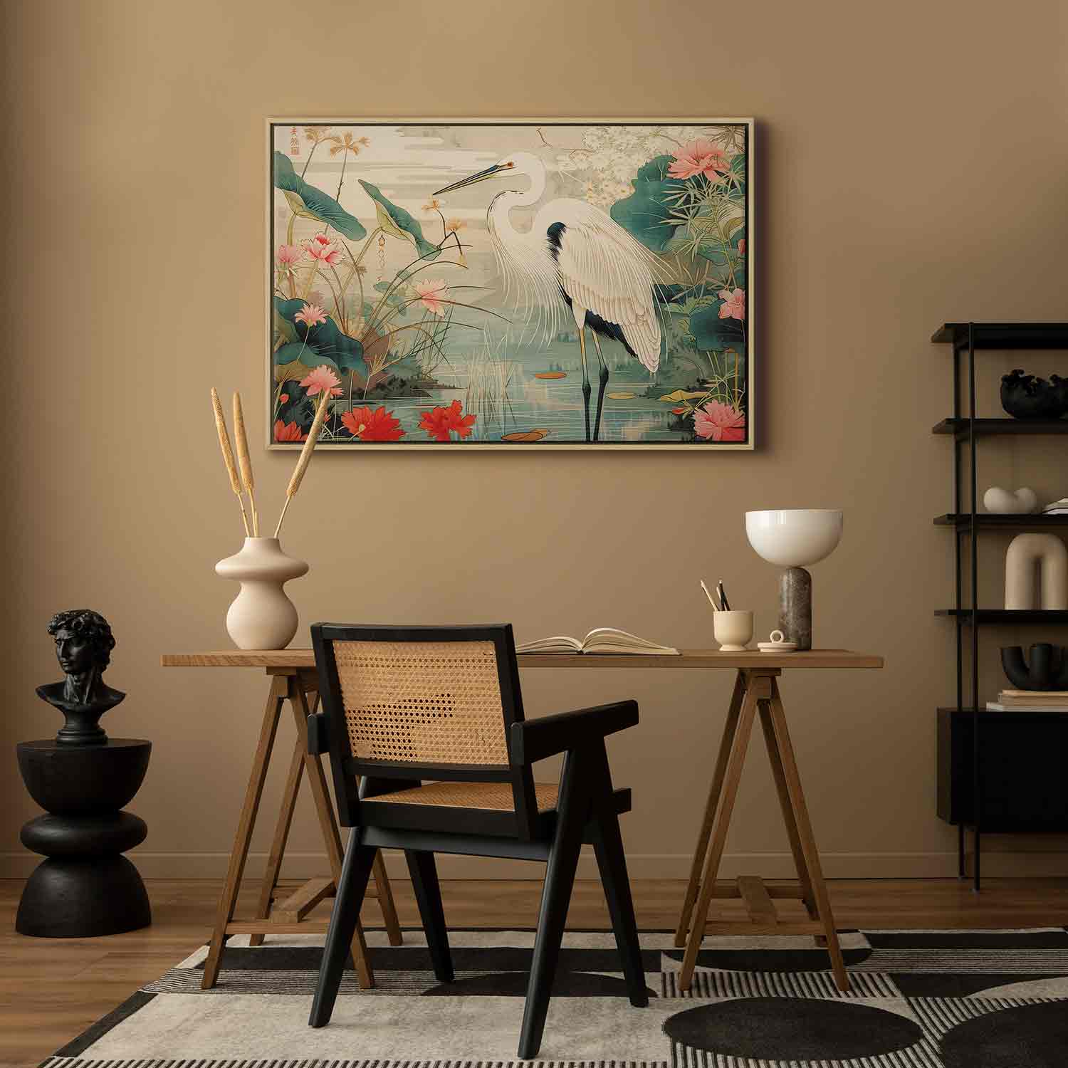 Japanese Heron by Pond Classic Canvas Print
