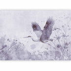 Monochrome Crane in Flight Wall Mural
