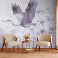 Monochrome Crane in Flight Wall Mural