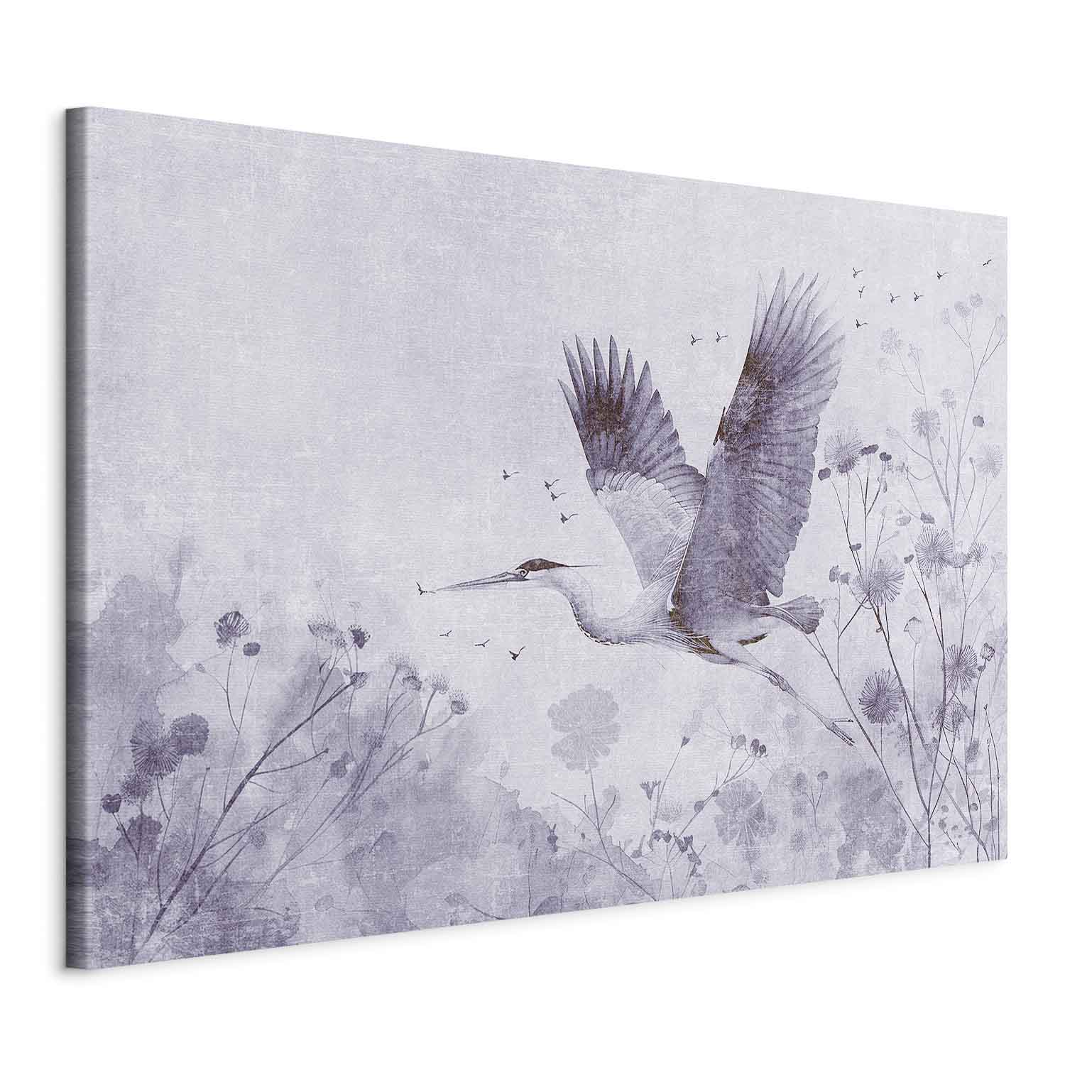 Monochrome Crane in Flight DIY Large Canvas Print