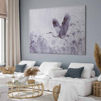 Monochrome Crane in Flight DIY Large Canvas Print