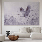 Monochrome Crane in Flight DIY Large Canvas Print