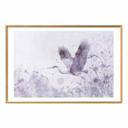 Monochrome Crane in Flight Cool Tone Poster