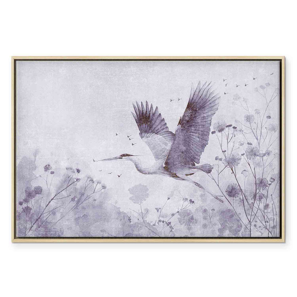 Monochrome Flying Crane Canvas Print
