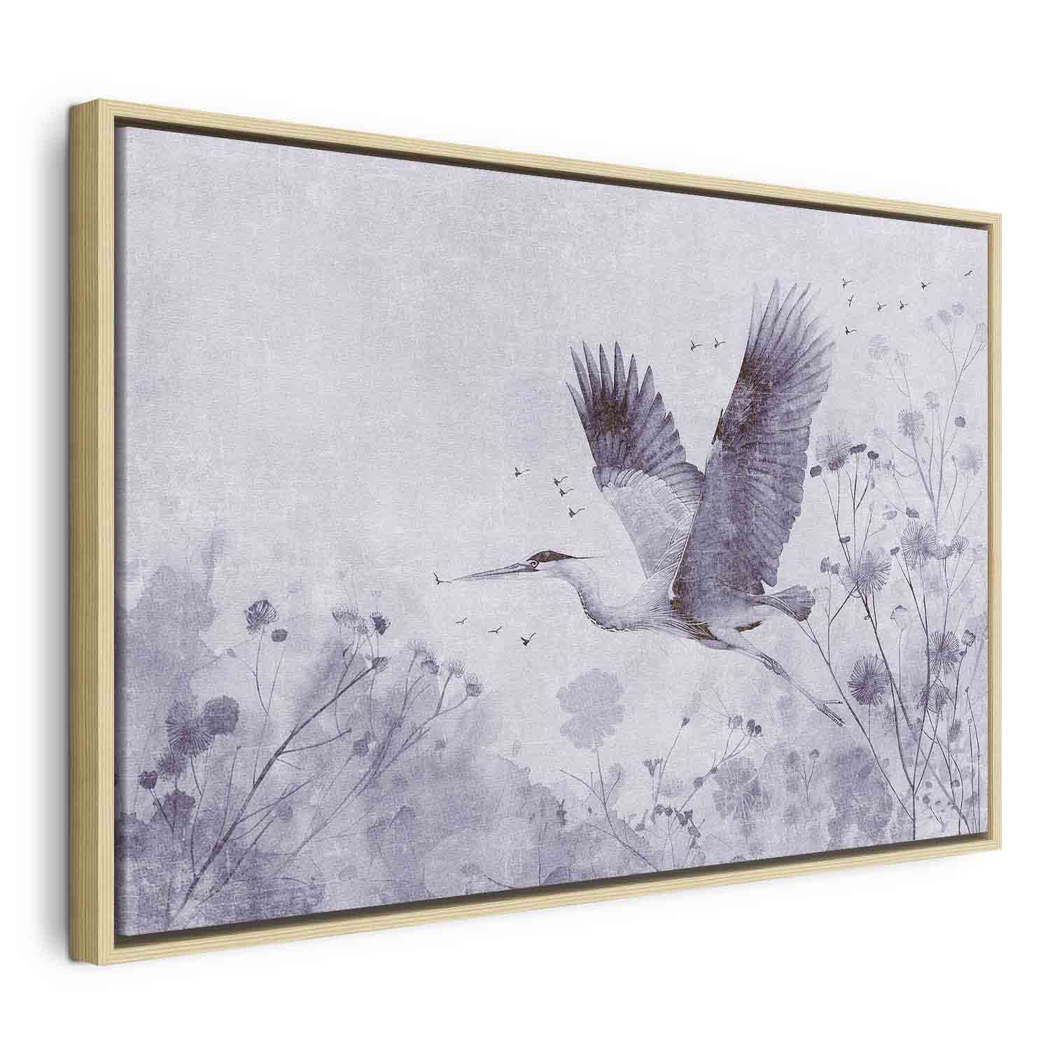 Monochrome Flying Crane Canvas Print