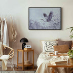 Monochrome Flying Crane Canvas Print