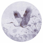 Monochrome Crane Flight Round Wall Mural