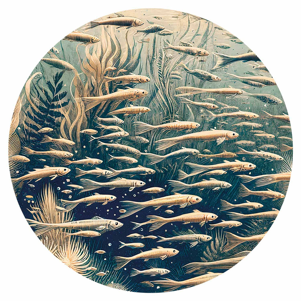 Oceanic Fish Japanese Round Wall Mural