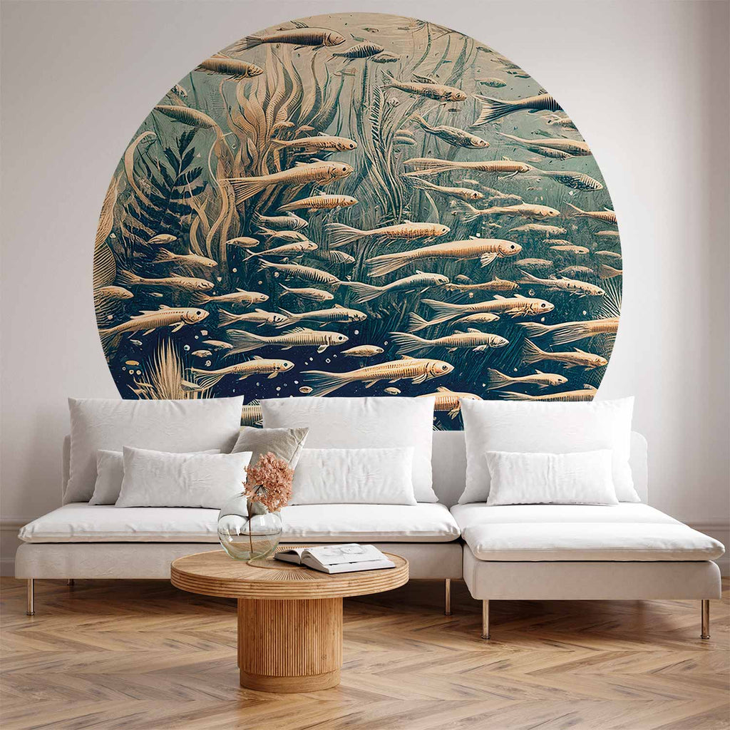 Oceanic Fish Japanese Round Wall Mural