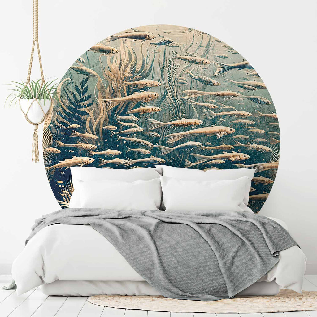 Oceanic Fish Japanese Round Wall Mural