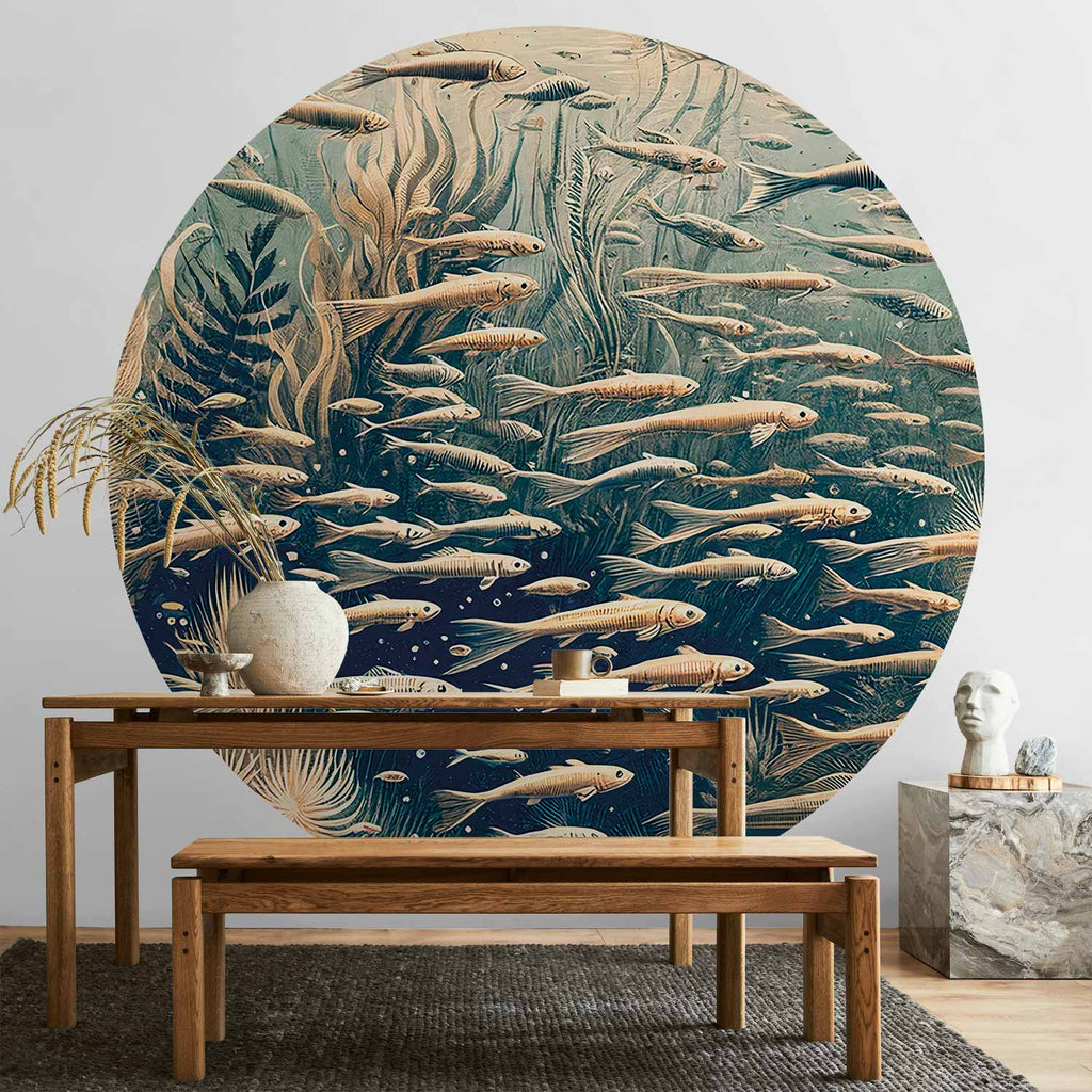 Oceanic Fish Japanese Round Wall Mural