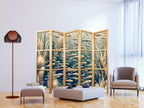 Japanese Room Divider - Ocean Life in Beige & Navy