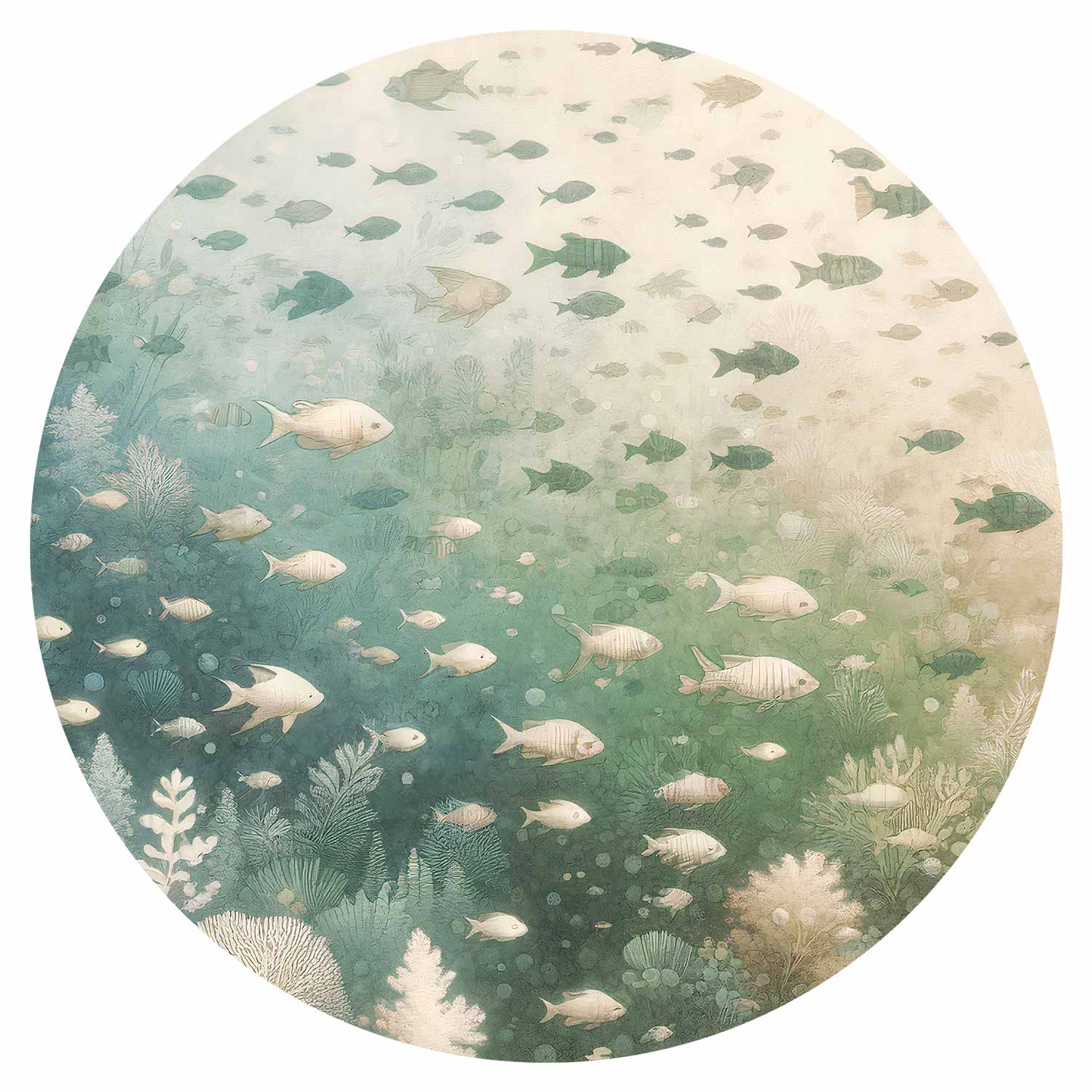 Marine World Fishes Japanese Round Wall Mural