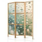 Japanese Room Divider with Fish & Pastel Oceanic Vegetation