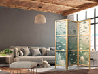 Japanese Room Divider with Fish & Pastel Oceanic Vegetation