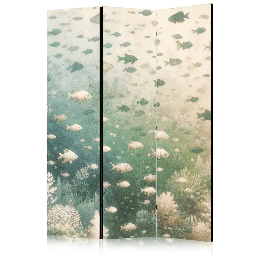 Pastel Fish Room Divider with Oceanic Vegetation
