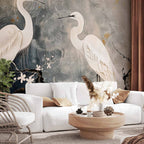Herons and Cherry Blossoms Oriental Wall Mural