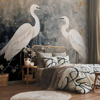 Herons and Cherry Blossoms Oriental Wall Mural