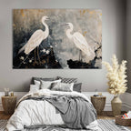 Herons and Cherry Blossoms Oriental DIY Large Canvas Print