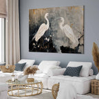 Herons and Cherry Blossoms Oriental DIY Large Canvas Print