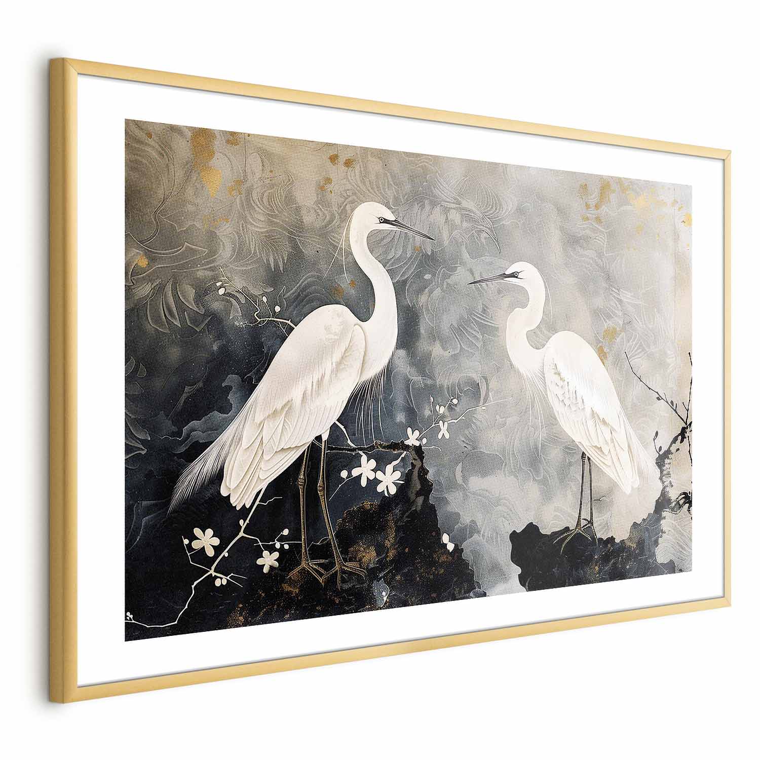 Herons Cherry Blossom Oriental Poster