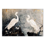 Herons and Cherry Blossoms Oriental Canvas Print