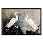 Herons and Cherry Blossoms Oriental Canvas Print