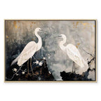 Herons and Cherry Blossoms Oriental Canvas Print