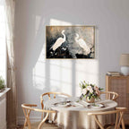 Herons and Cherry Blossoms Oriental Canvas Print