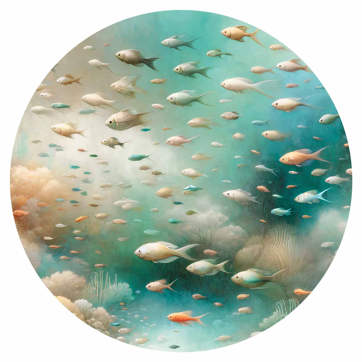 Ocean Fish Japanese Round Wall Mural