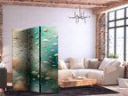 Room Divider - Underwater Landscape with Fish in Turquoise Blue Beige and Orange