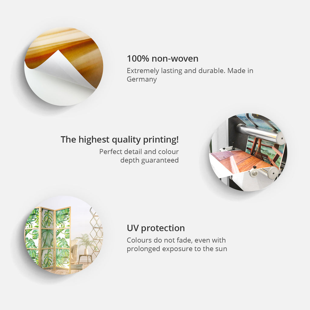 Japanese Room Divider Tulips in Cream - Illustration of Flowers and Butterflies on a Light Background