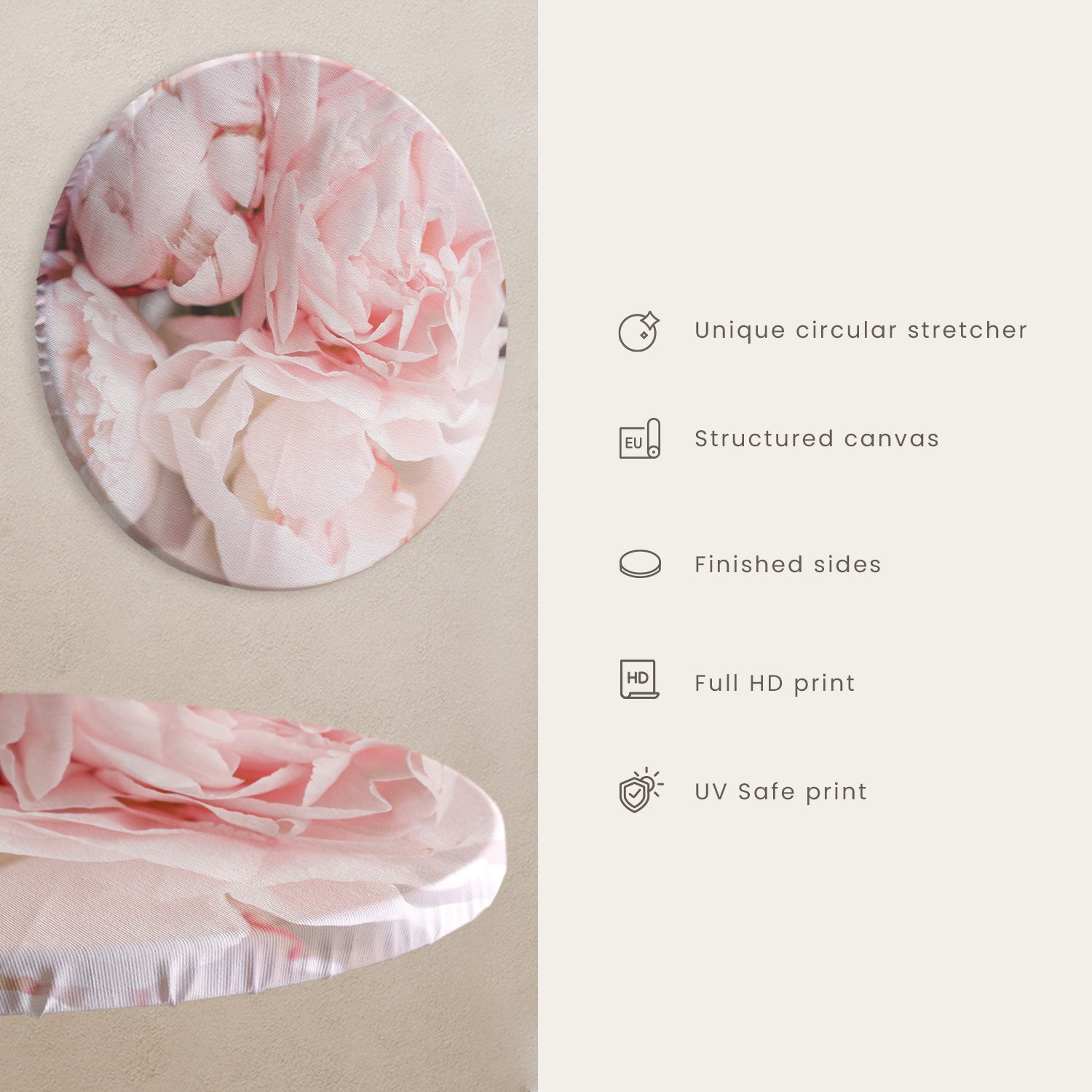 Tropical Flamingos Pastel Round Canvas Print