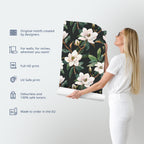 White Peonies Floral Wallpaper