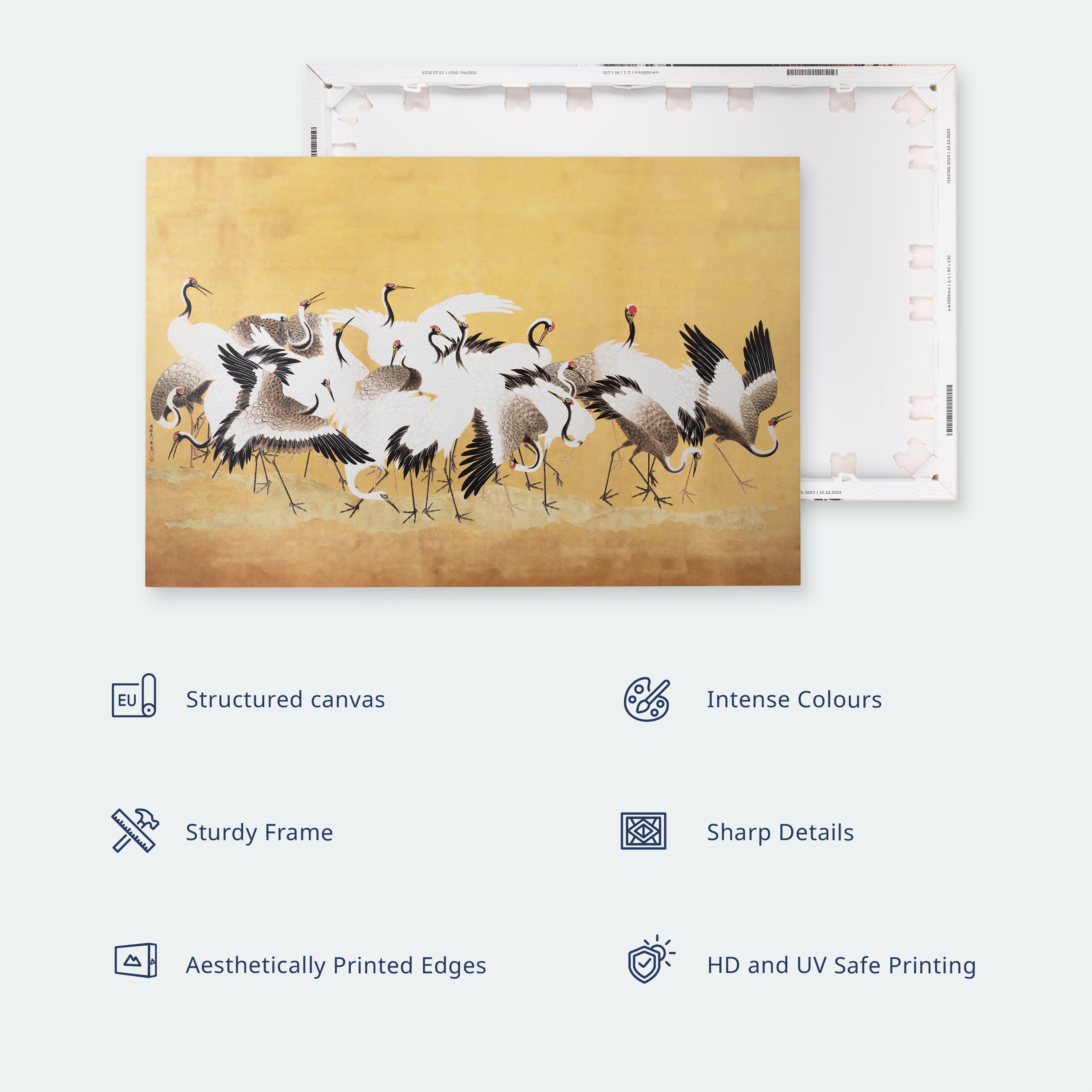 Vintage Heron and Crane Birds DIY Large Canvas Print