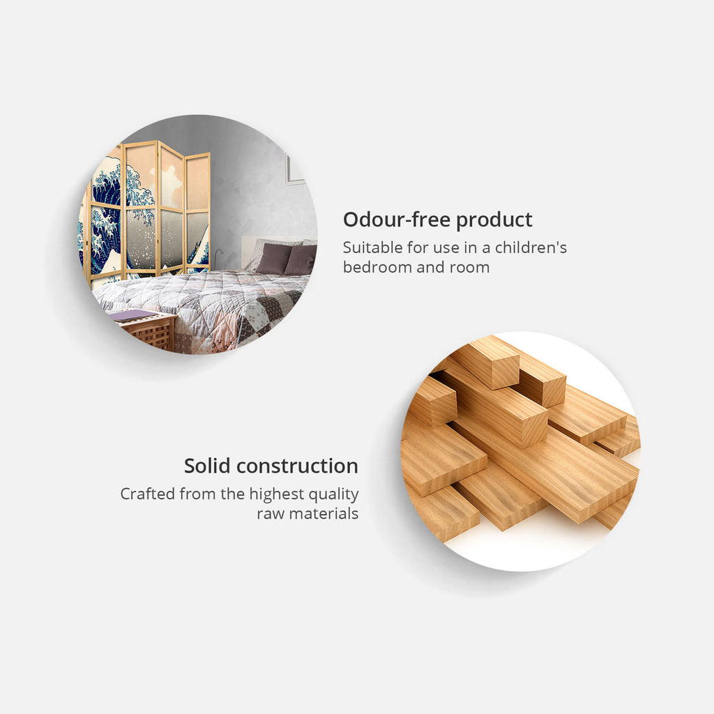 Japanese Room Divider 3-Panel Screen with Clouds and Light