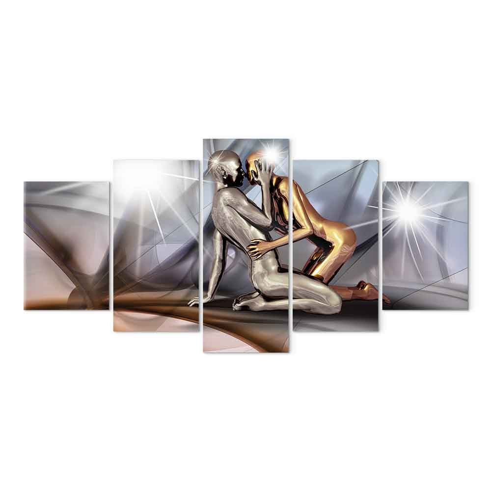 Gold Couple Silhouette Canvas Print