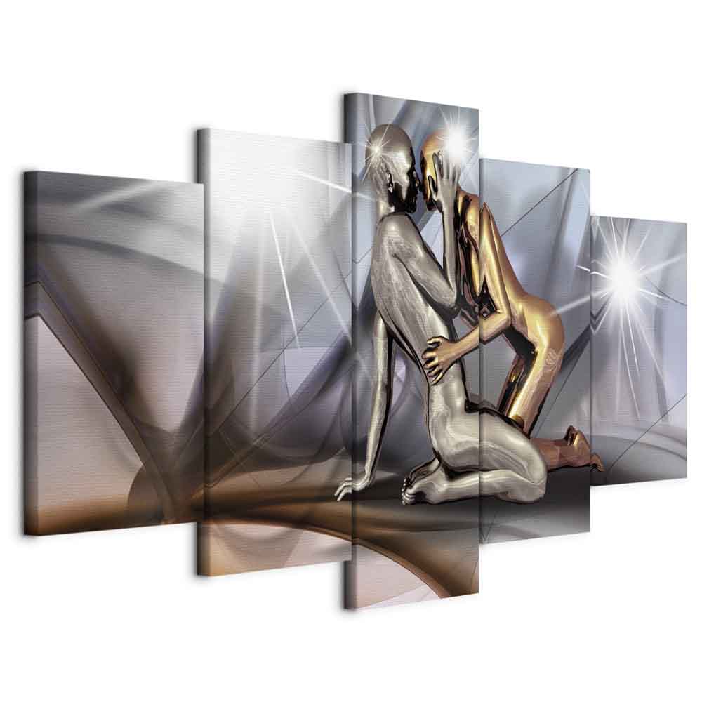 Gold Couple Silhouette Canvas Print