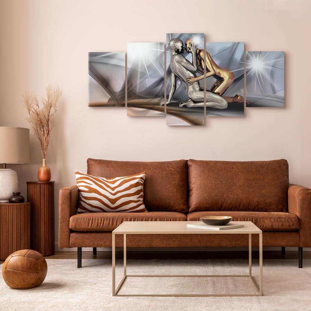 Gold Couple Silhouette Canvas Print