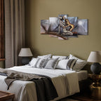 Gold Couple Silhouette Canvas Print