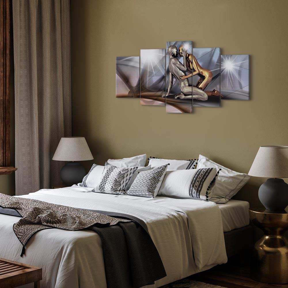 Gold Couple Silhouette Canvas Print